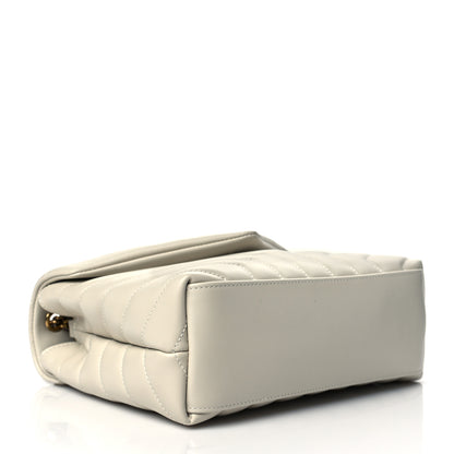 Saint Laurent Calfskin Y Quilted Monogram Small Loulou Chain Satchel Ivory 4 of 9