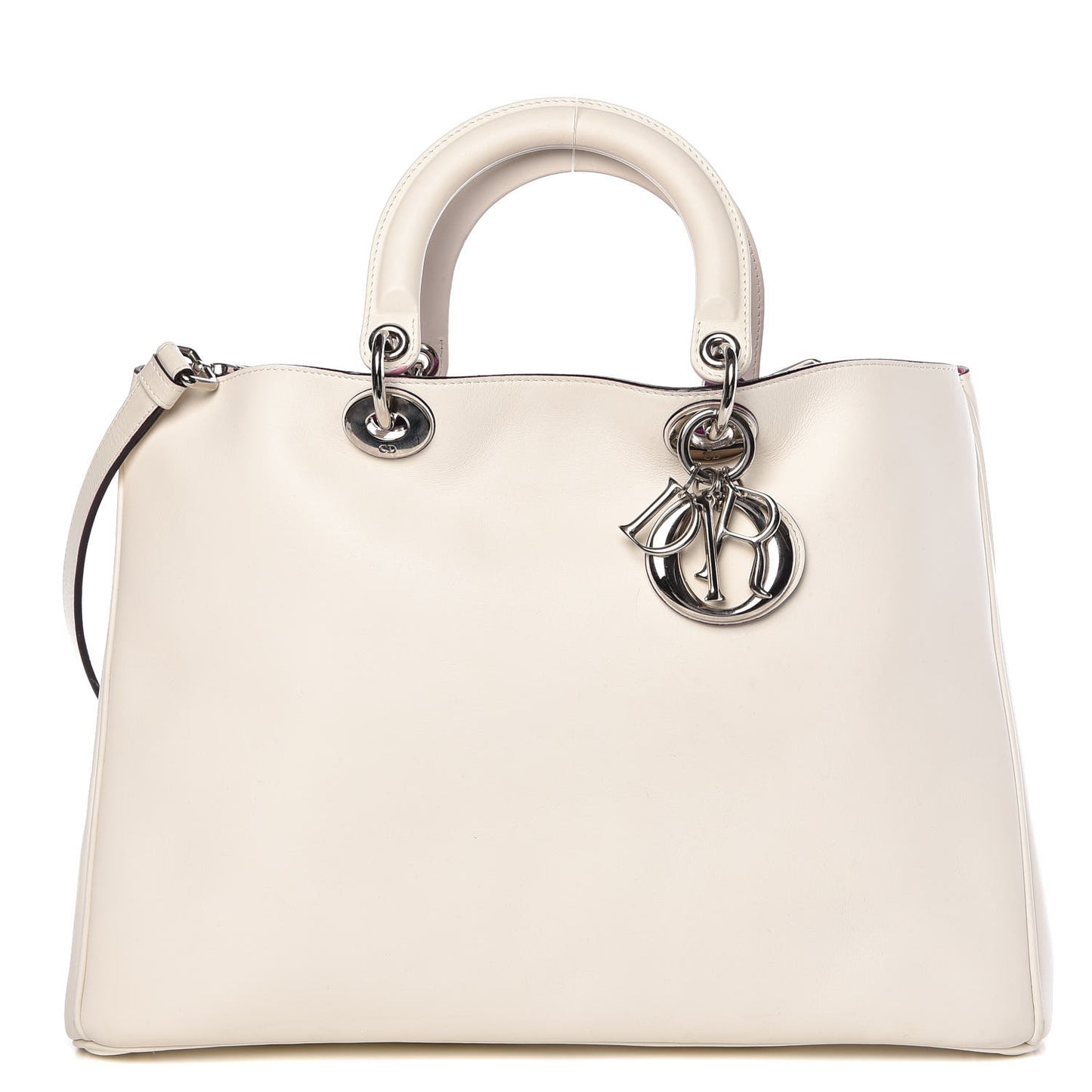 Smooth Calfskin Large Diorissimo Tote White