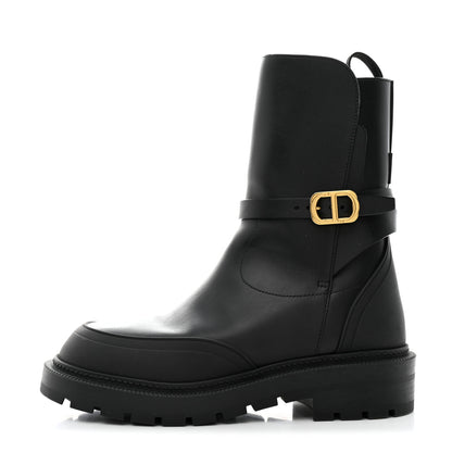Christian Dior Calfskin Empreinte Ankle Boot 36.5 Black 1 of 8