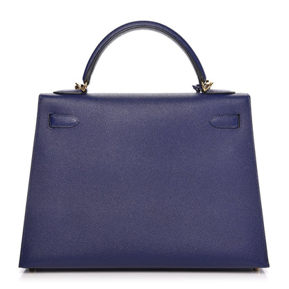 Hermes Epsom Kelly Sellier 32 Bleu Encre 4 of 36
