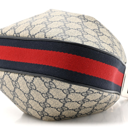 Gucci GG Supreme Monogram Textured Calfskin Web Small Attache Shoulder Bag Beige Blue 9 of 10