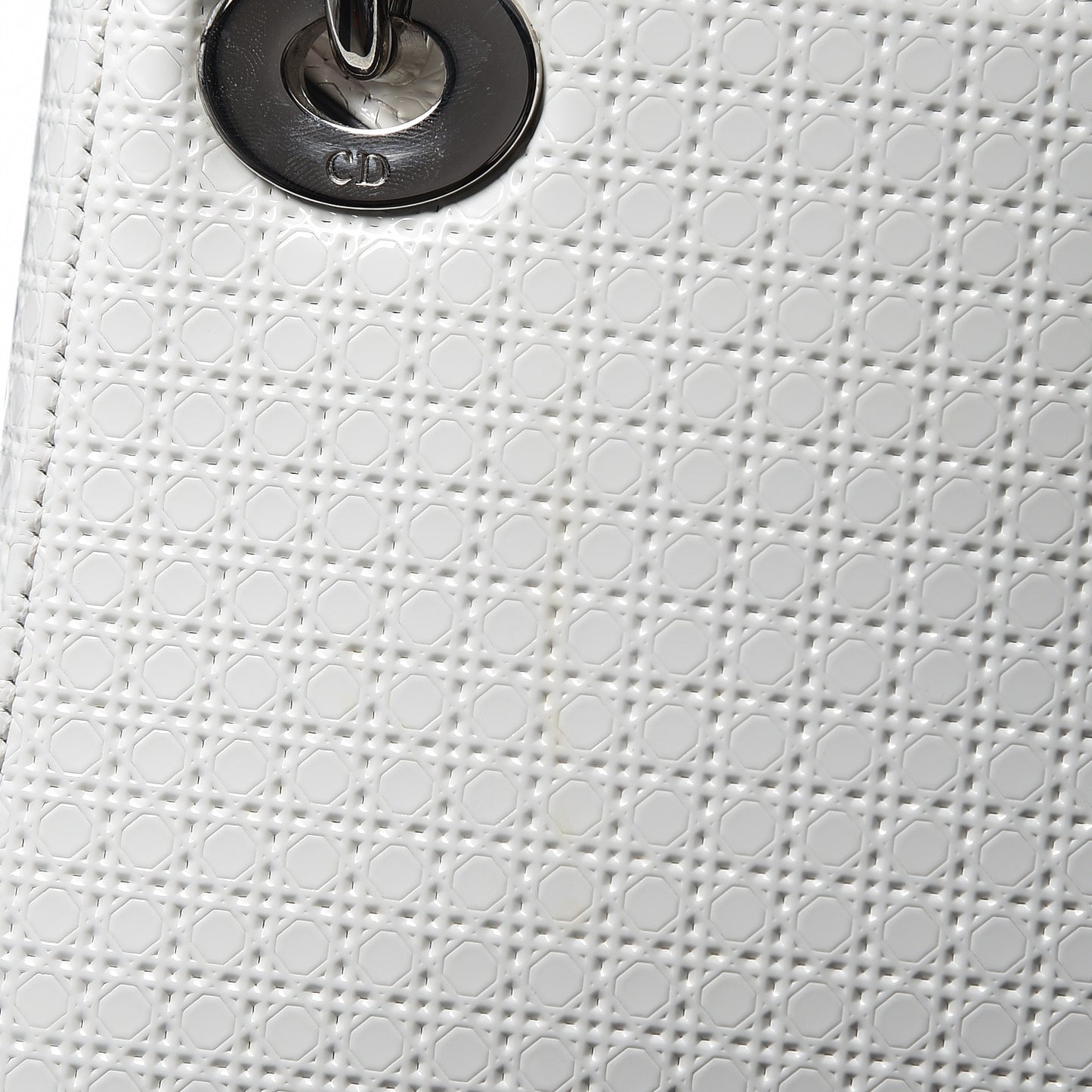 Patent Micro-Cannage Mini Lady Dior White