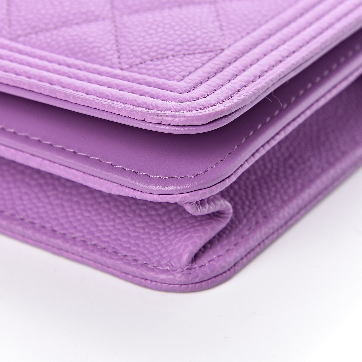 Caviar Quilted Boy Wallet On Chain WOC Purple