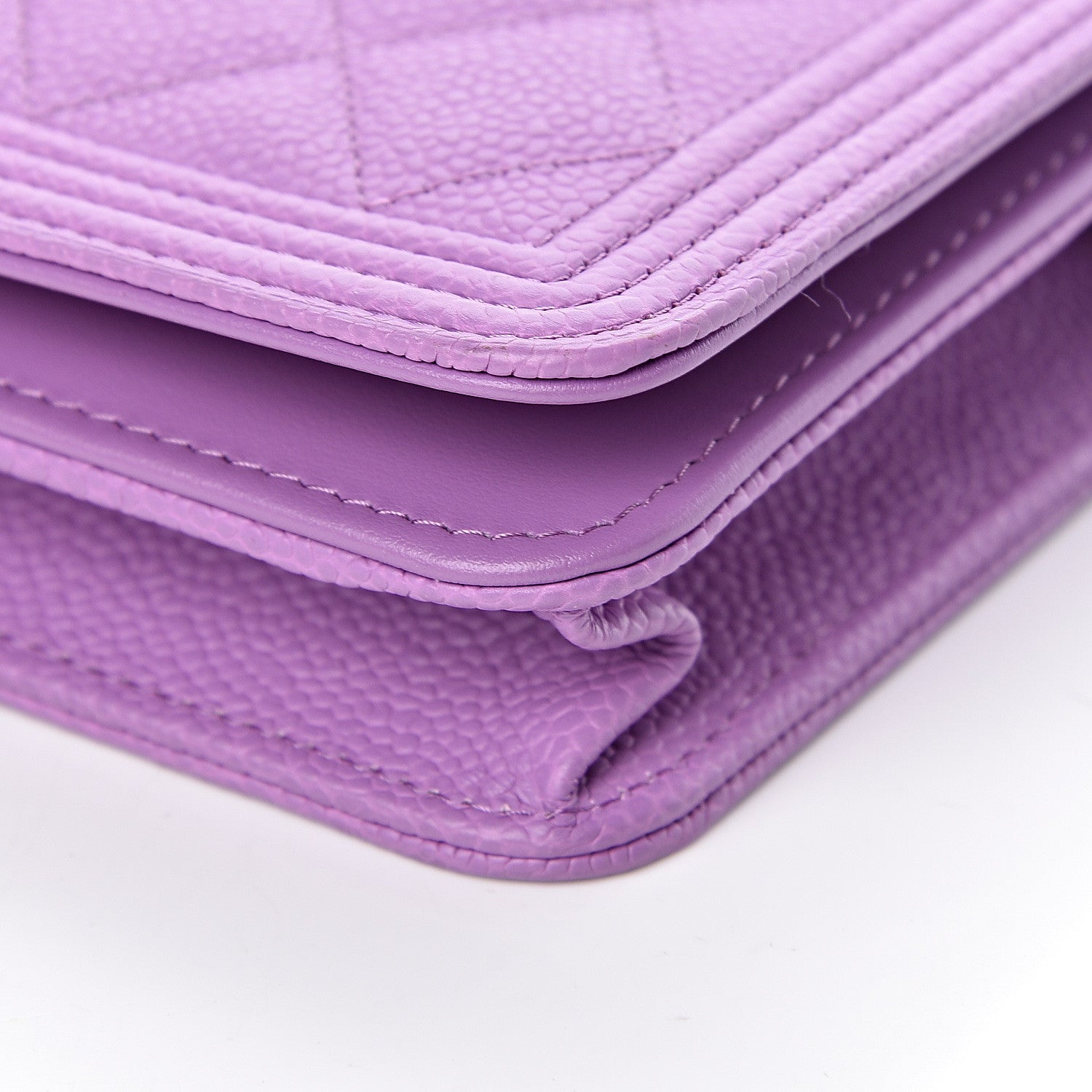 Chanel Caviar Quilted Boy Wallet On Chain WOC Purple 11 of 12
