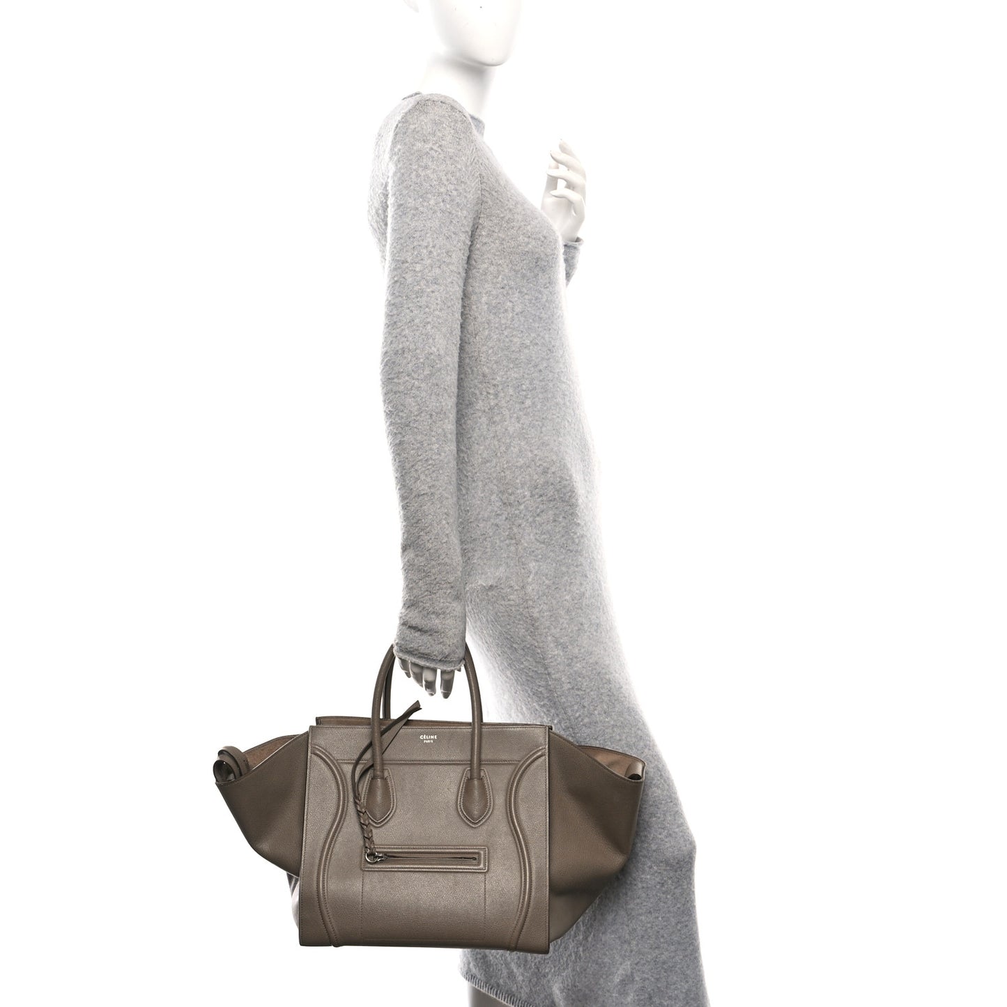 Grained Calfskin Medium Phantom Luggage Taupe