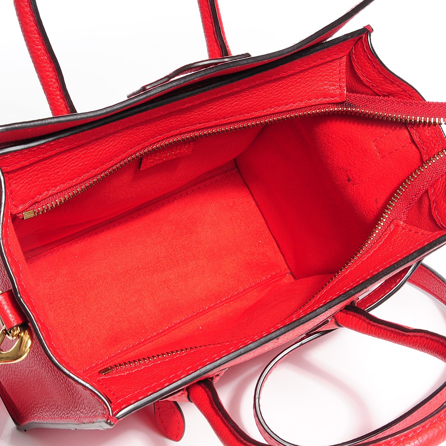Celine Drummed Calfskin Nano Luggage Coquelicot 7 of 11