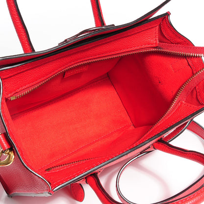 Celine Drummed Calfskin Nano Luggage Coquelicot 7 of 11