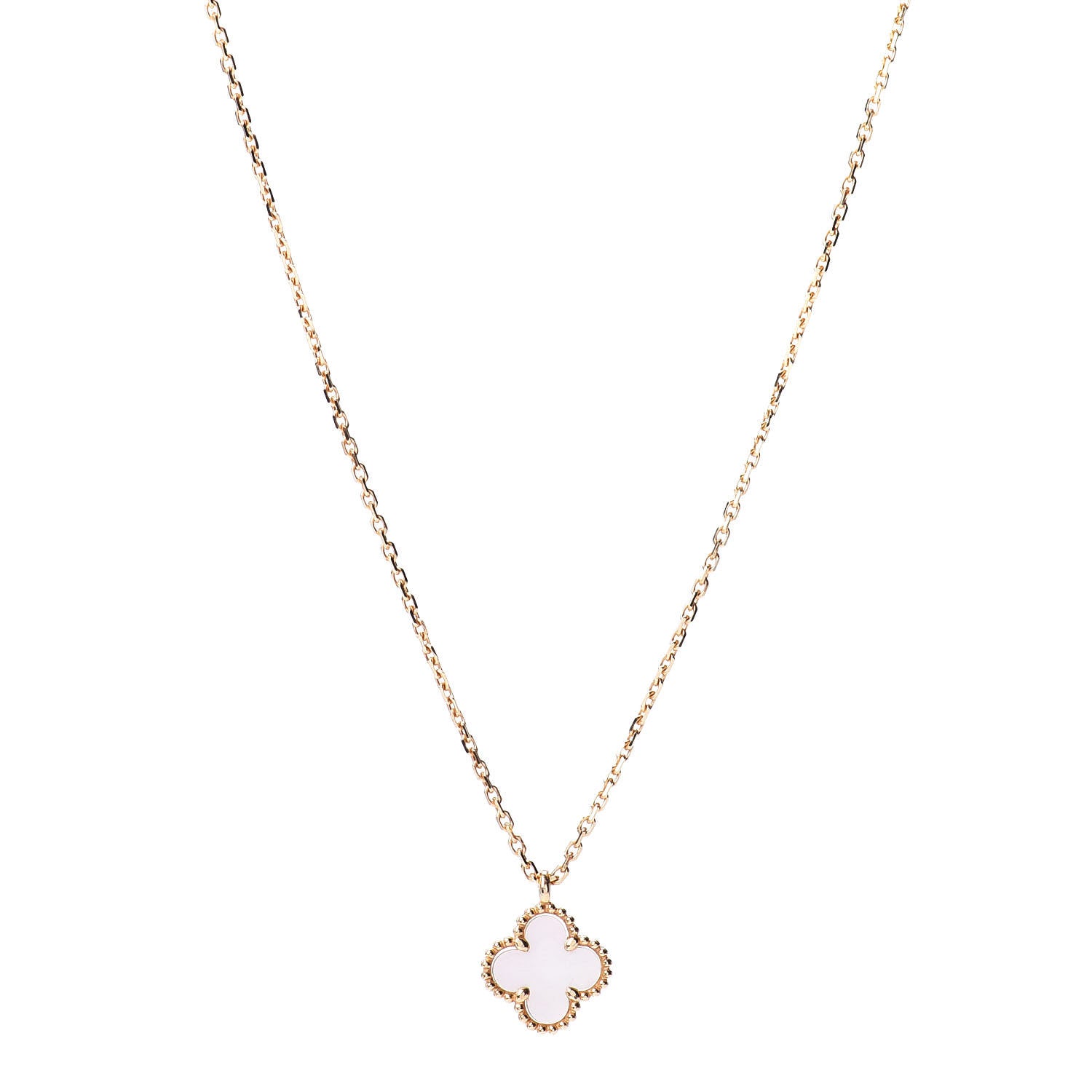 Van Cleef & Arpels 18K Yellow Gold Mother of Pearl Sweet Alhambra Pendant Necklace 1 of 6