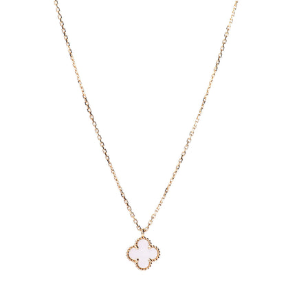 Van Cleef & Arpels 18K Yellow Gold Mother of Pearl Sweet Alhambra Pendant Necklace 1 of 6