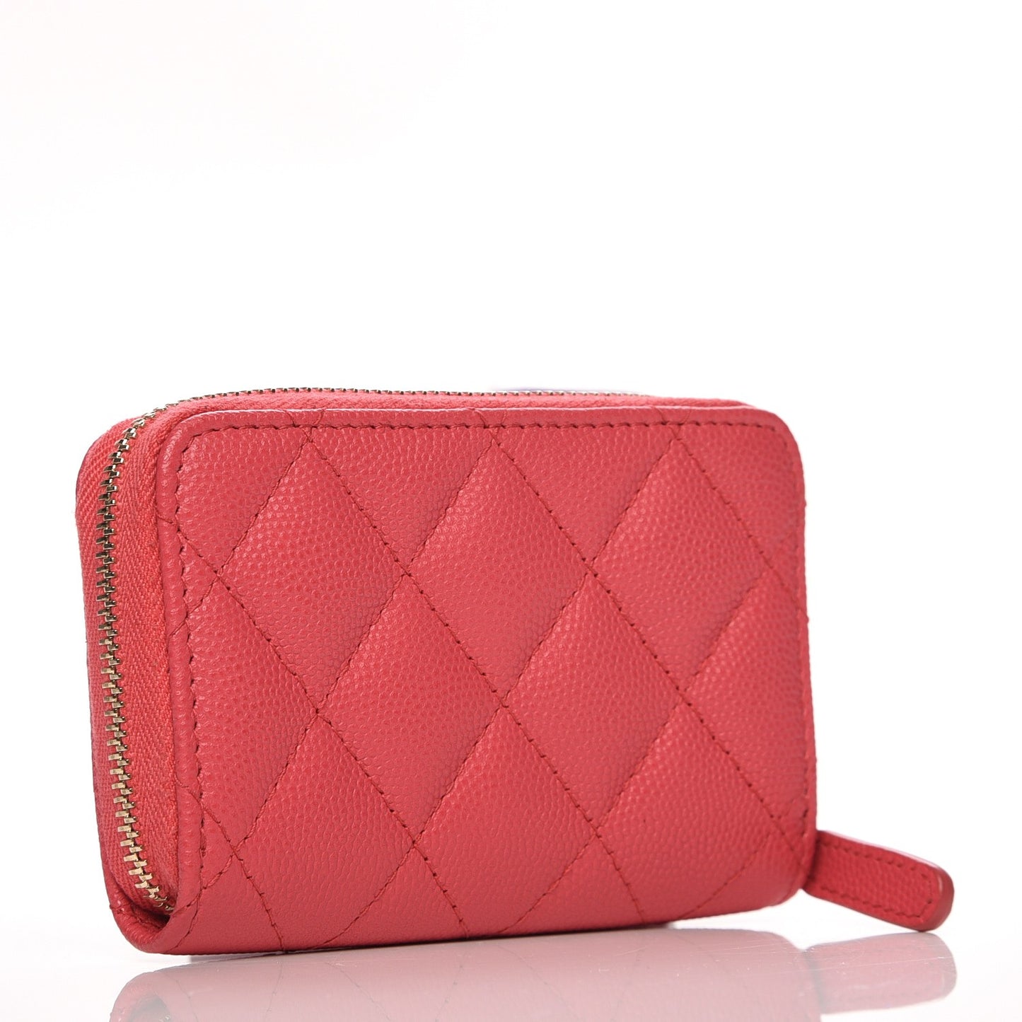Caviar Quilted Zip Coin Purse Dark Pink