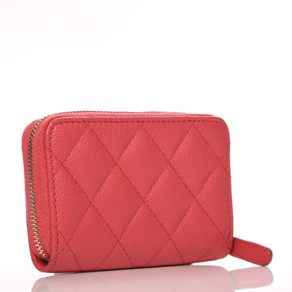 Chanel Caviar Quilted Zip Coin Purse Dark Pink 3 of 9