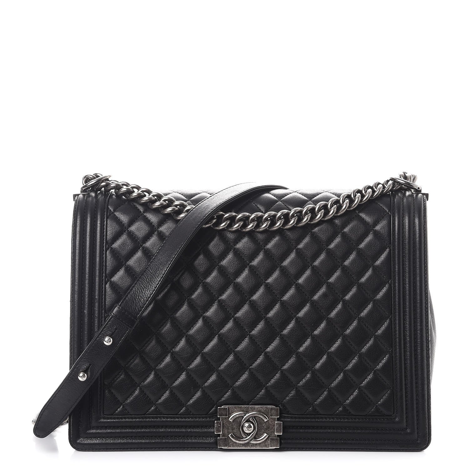 Chanel Calfskin Quilted Large Boy Flap Black 1 of 13