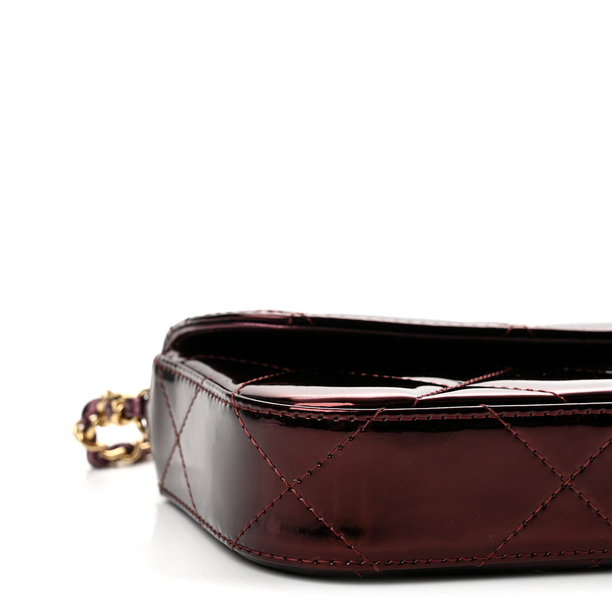 Chanel Metallic Mirror Calfskin Large Top Handle Clutch With Chain  Burgundy 9 of 12