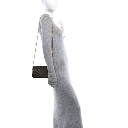 Louis Vuitton Damier Ebene Pochette Felicie Chain Wallet 2 of 10