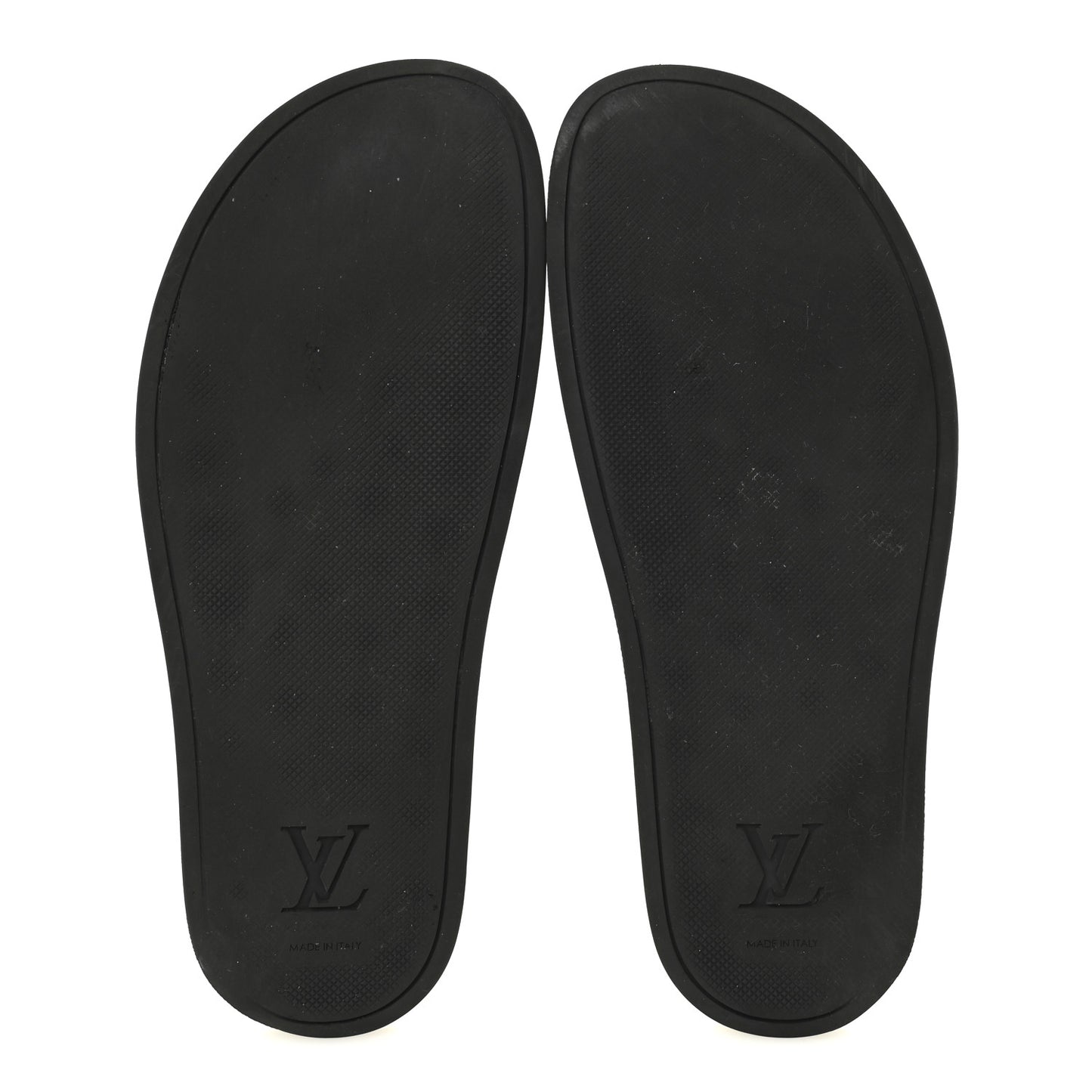Rubber Embossed Monogram Mens Waterfront Mules 7.5 Black