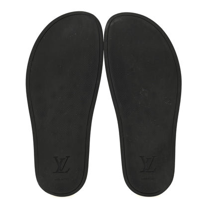 Louis Vuitton Rubber Embossed Monogram Mens Waterfront Mules 7.5 Black 6 of 8