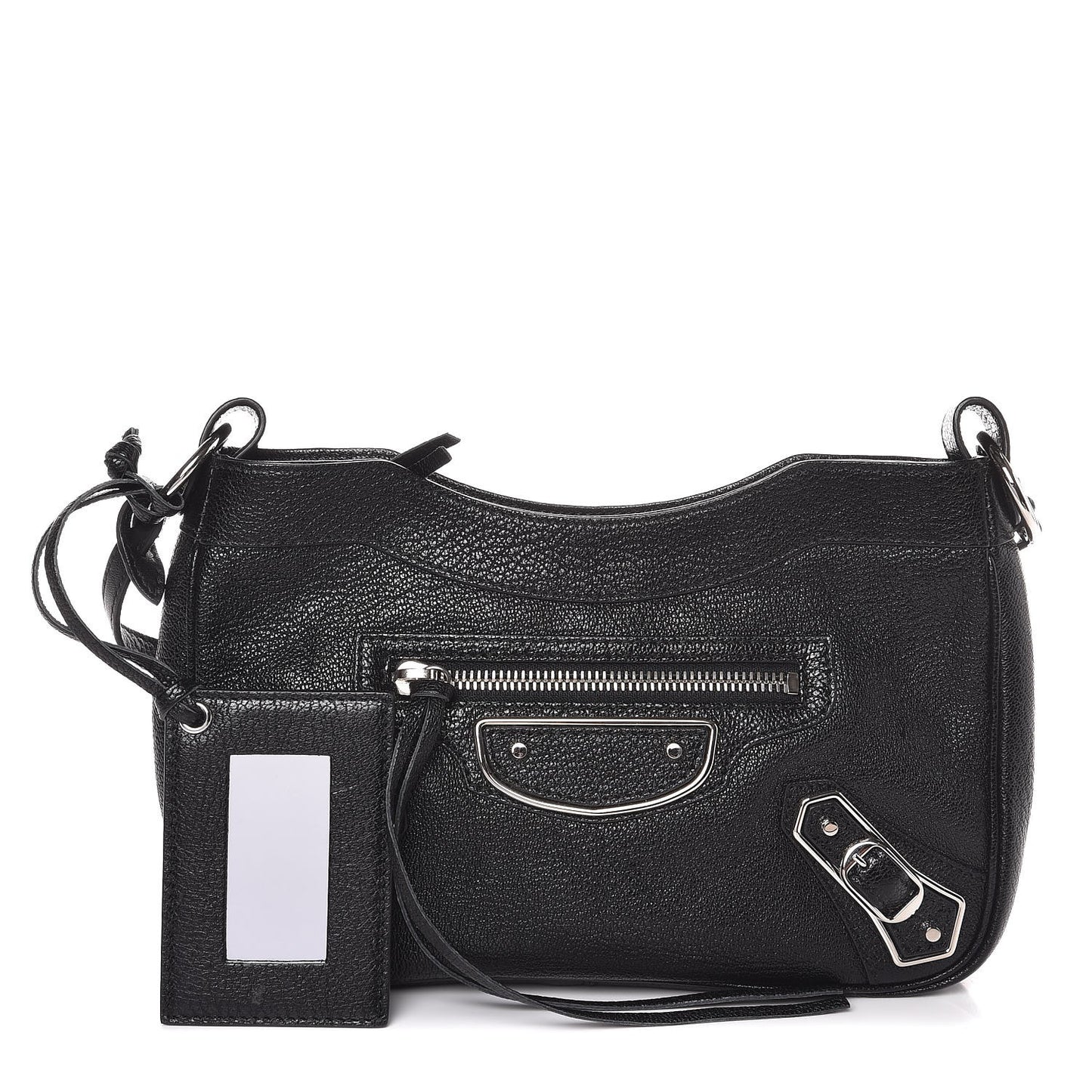 Chevre Silver Metallic Edge Hardware Hip Black
