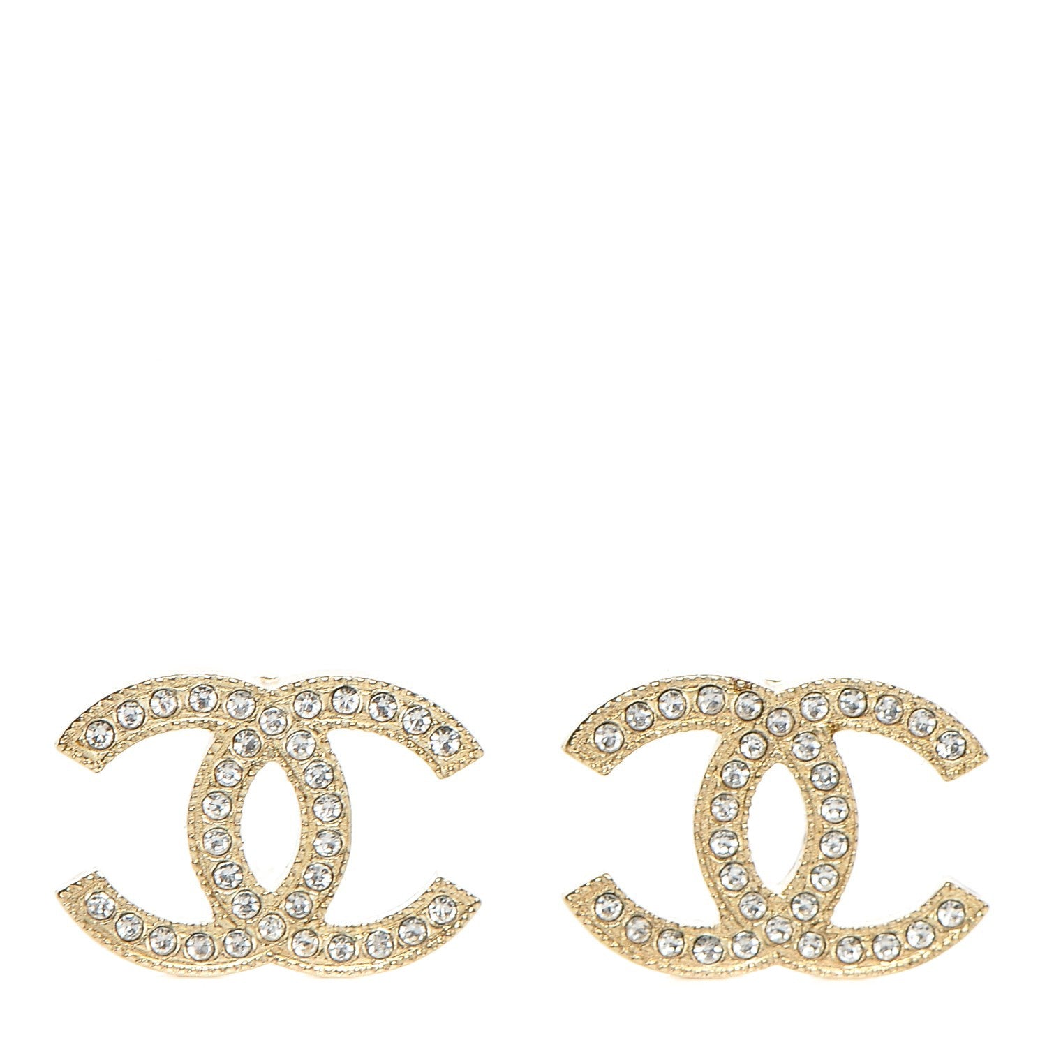 Chanel Crystal CC Earrings Gold 1 of 4