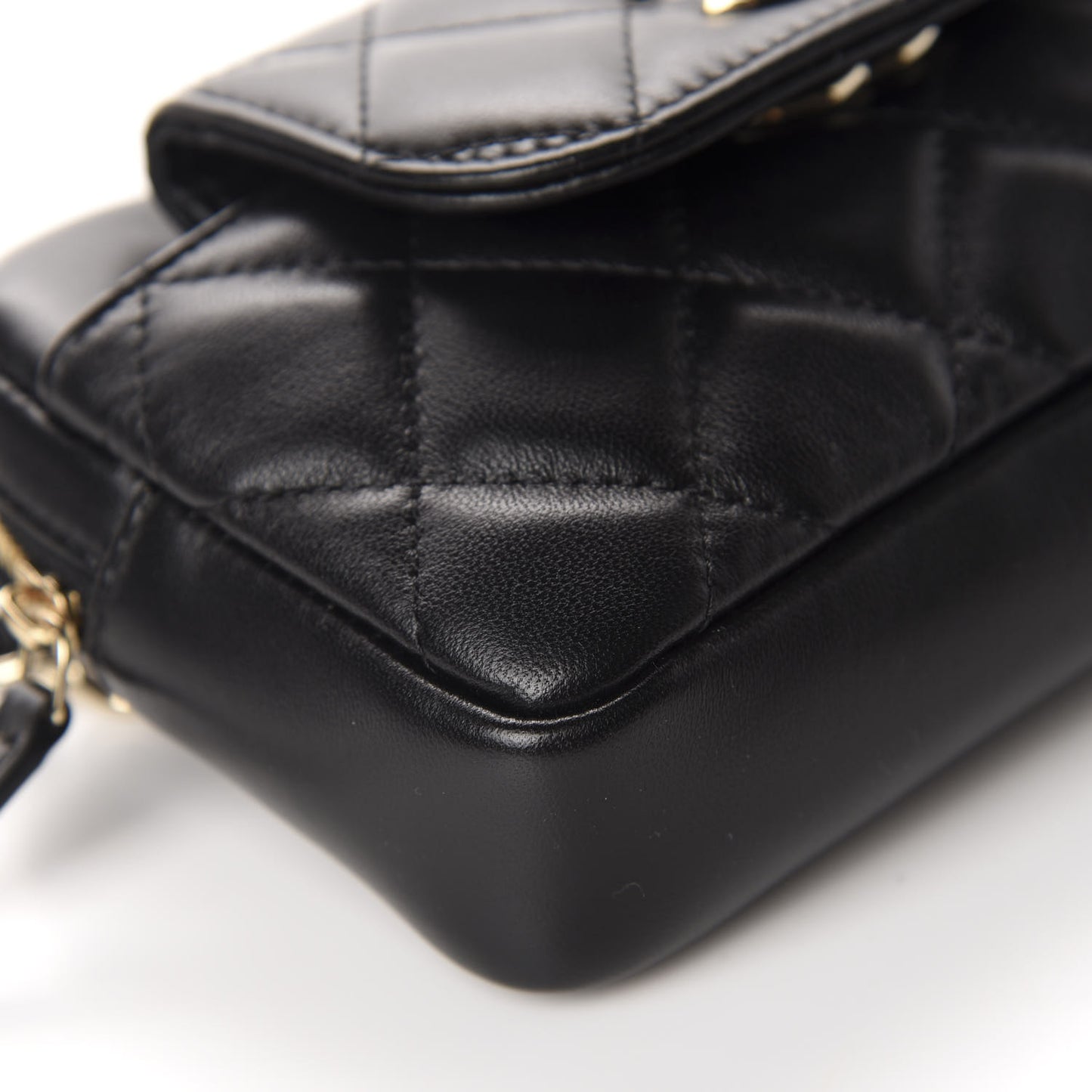 Lambskin Quilted Waist Bag Black