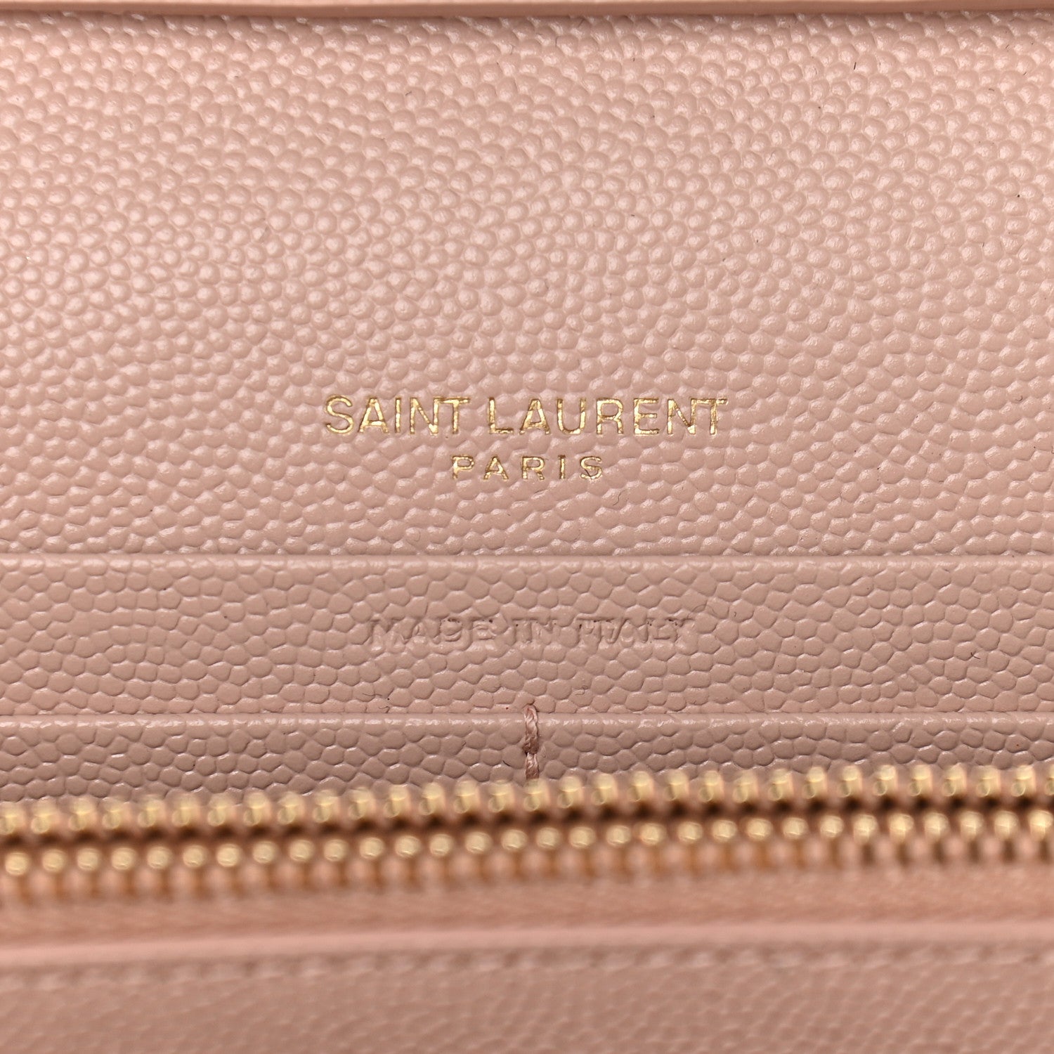 Saint Laurent Grain De Poudre Matelasse Chevron Monogram Chain Wallet Pale Pink 5 of 7