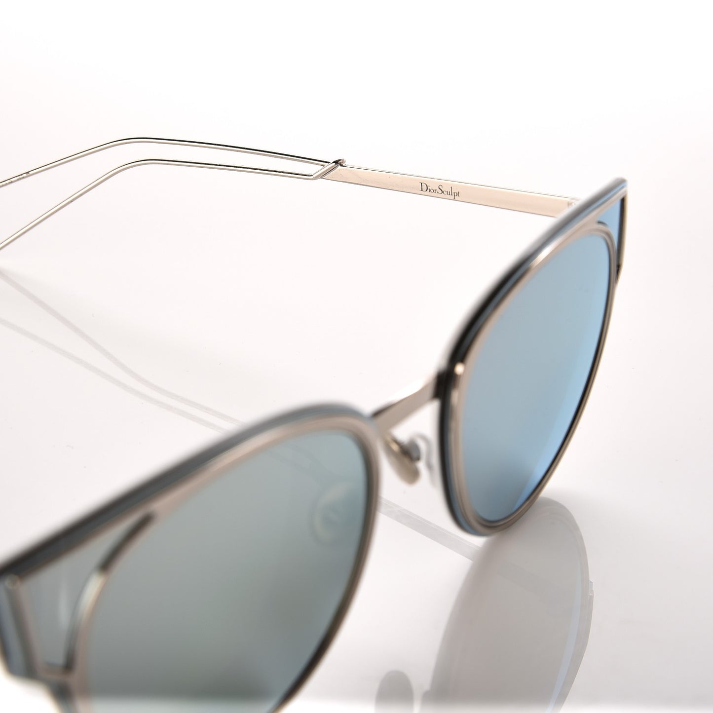 Sculpt Mirrored Cat Eye Sunglasses Shiny Palladium