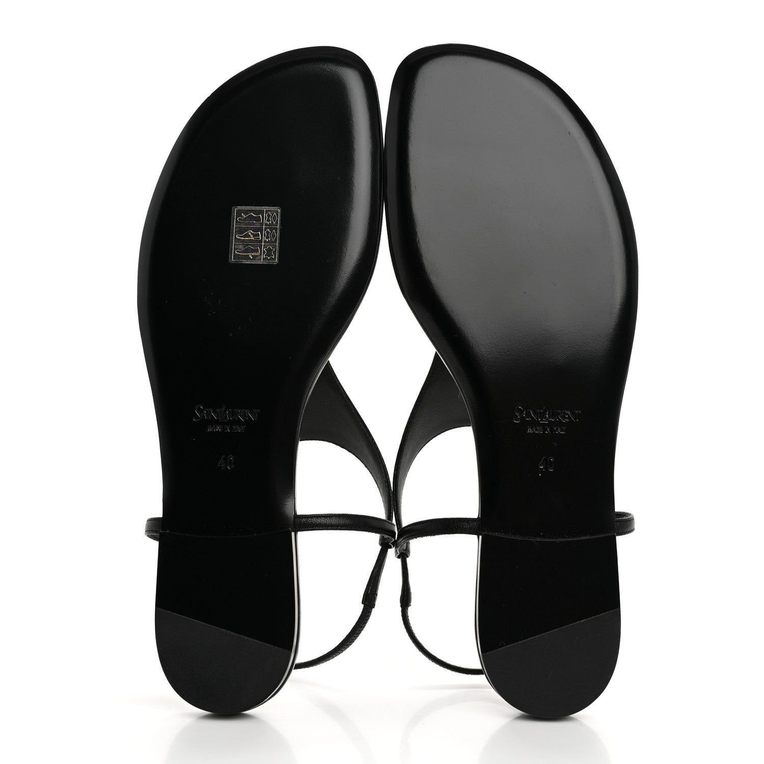 Saint Laurent Smooth Calfskin Cassandra Monogram Sandals 40 Black 6 of 9