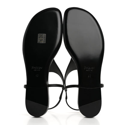 Saint Laurent Smooth Calfskin Cassandra Monogram Sandals 40 Black 6 of 9