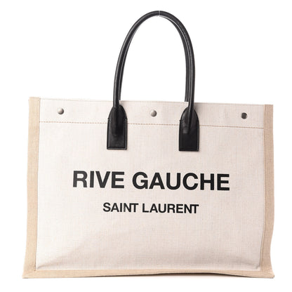 Saint Laurent Linen Calfskin Rive Gauche Tote Optic White 1 of 9