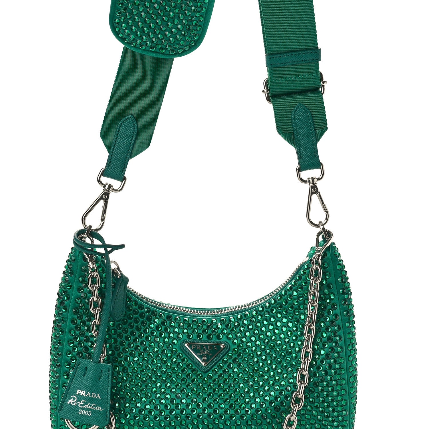 Prada Satin Crystal Re-Edition 2005 Shoulder Bag Mango 7 of 9