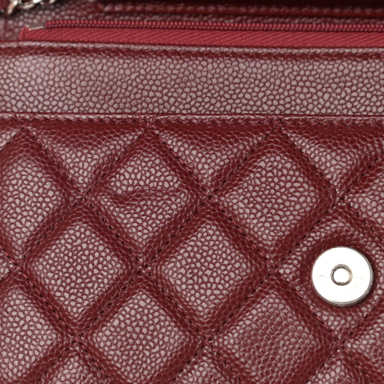 Chanel Caviar Quilted Wallet on Chain WOC Burgundy 13 of 13