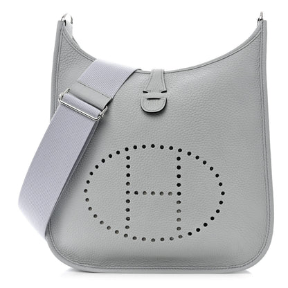 Hermes Taurillon Clemence Evelyne III PM Bleu Pale 1 of 11