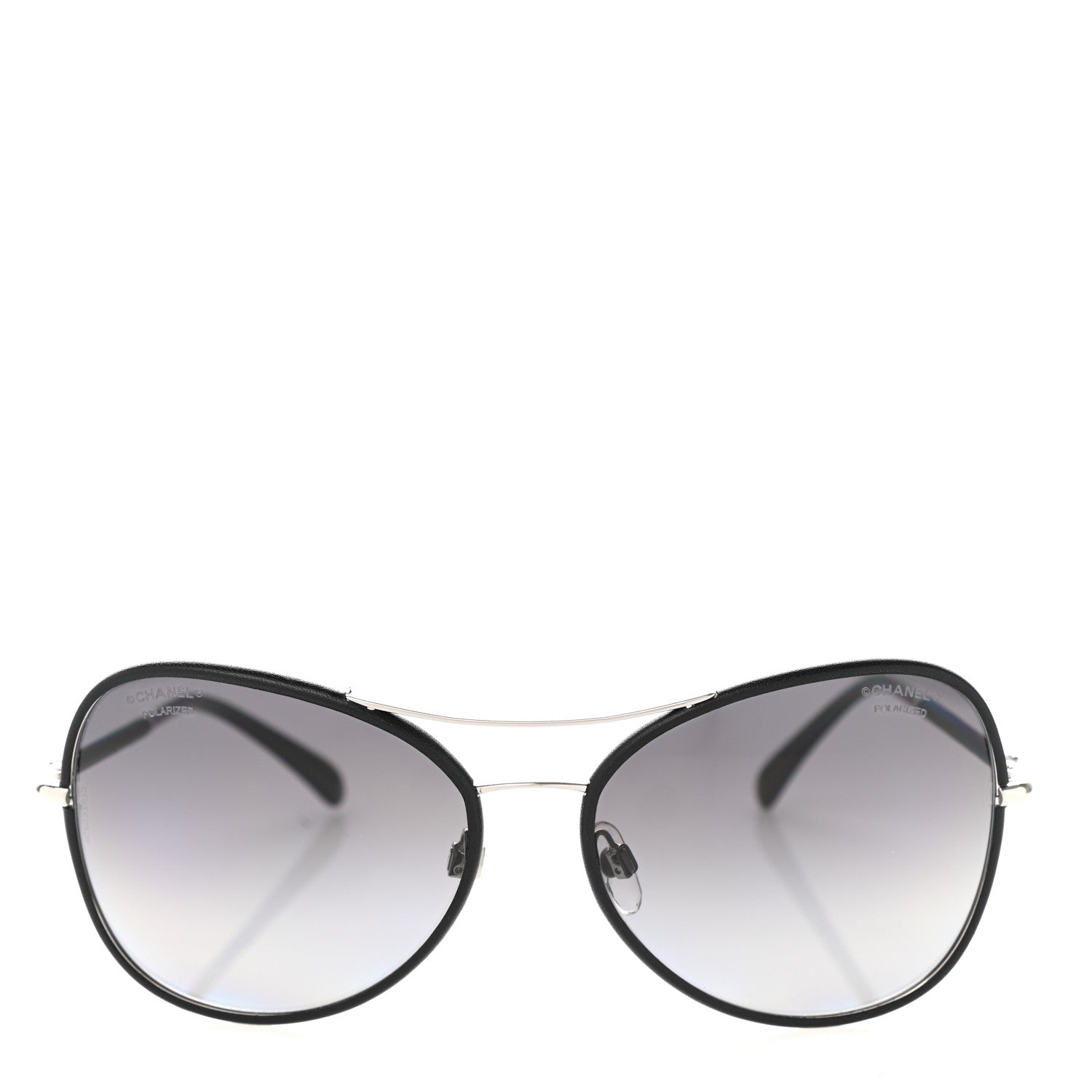 Chanel Metal Lambskin Polarized Pilot Fall Sunglasses 4227-Q Black 2 of 8