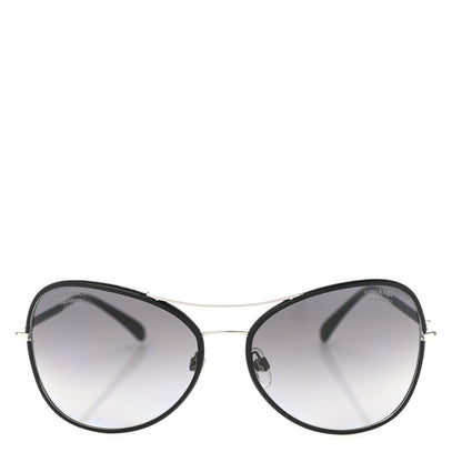 Chanel Metal Lambskin Polarized Pilot Fall Sunglasses 4227-Q Black 2 of 8