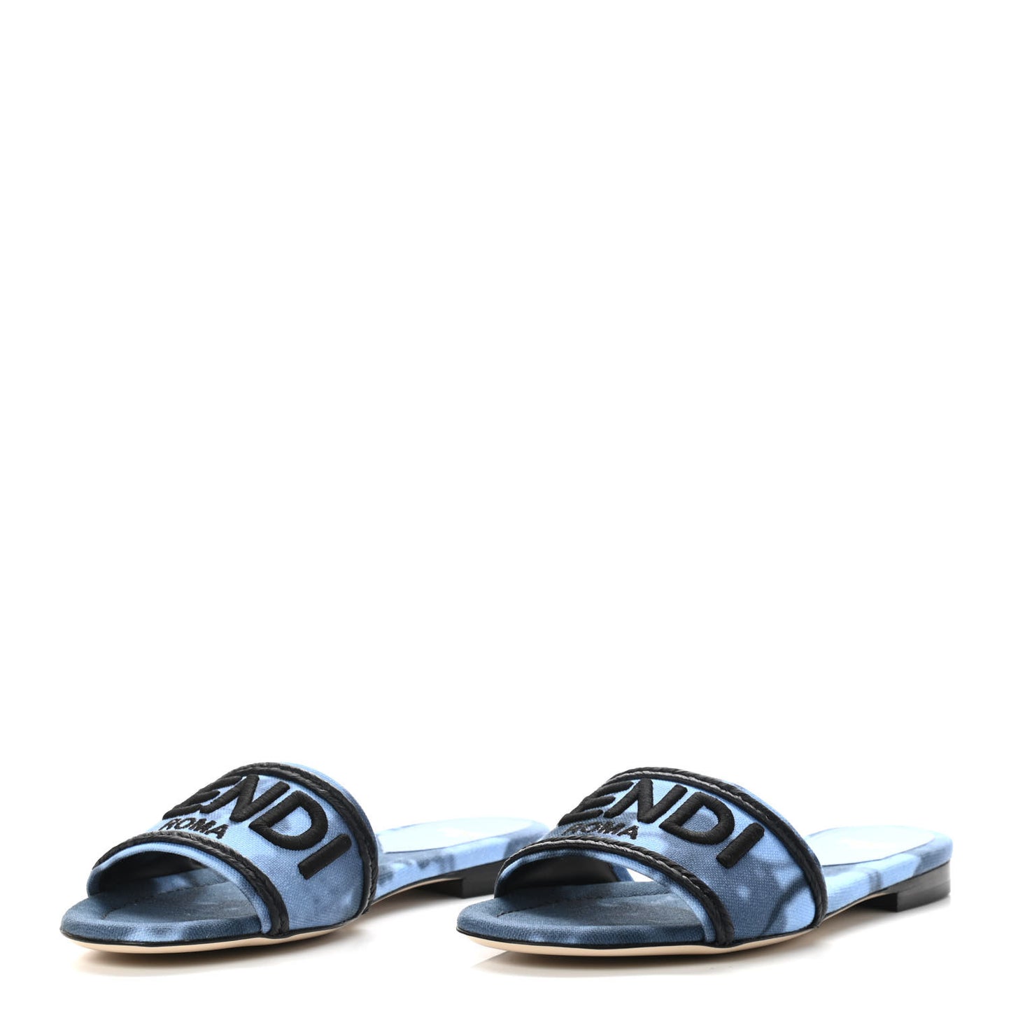 Canvas Floral Print Logo Flat Slide Sandals 35 Sagittarius Black