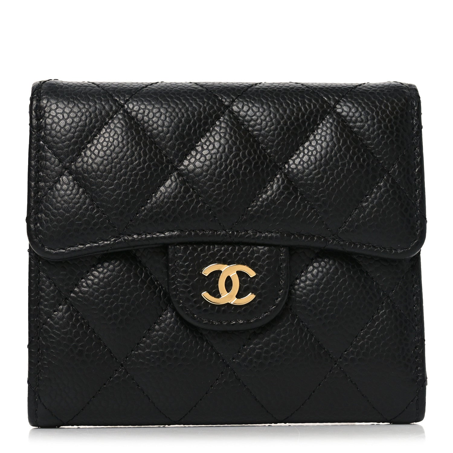 Chanel Caviar Quilted Compact Flap Wallet Black 1 of 9