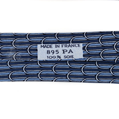 Hermes Silk Printed Mens Tie Marine 7 of 8