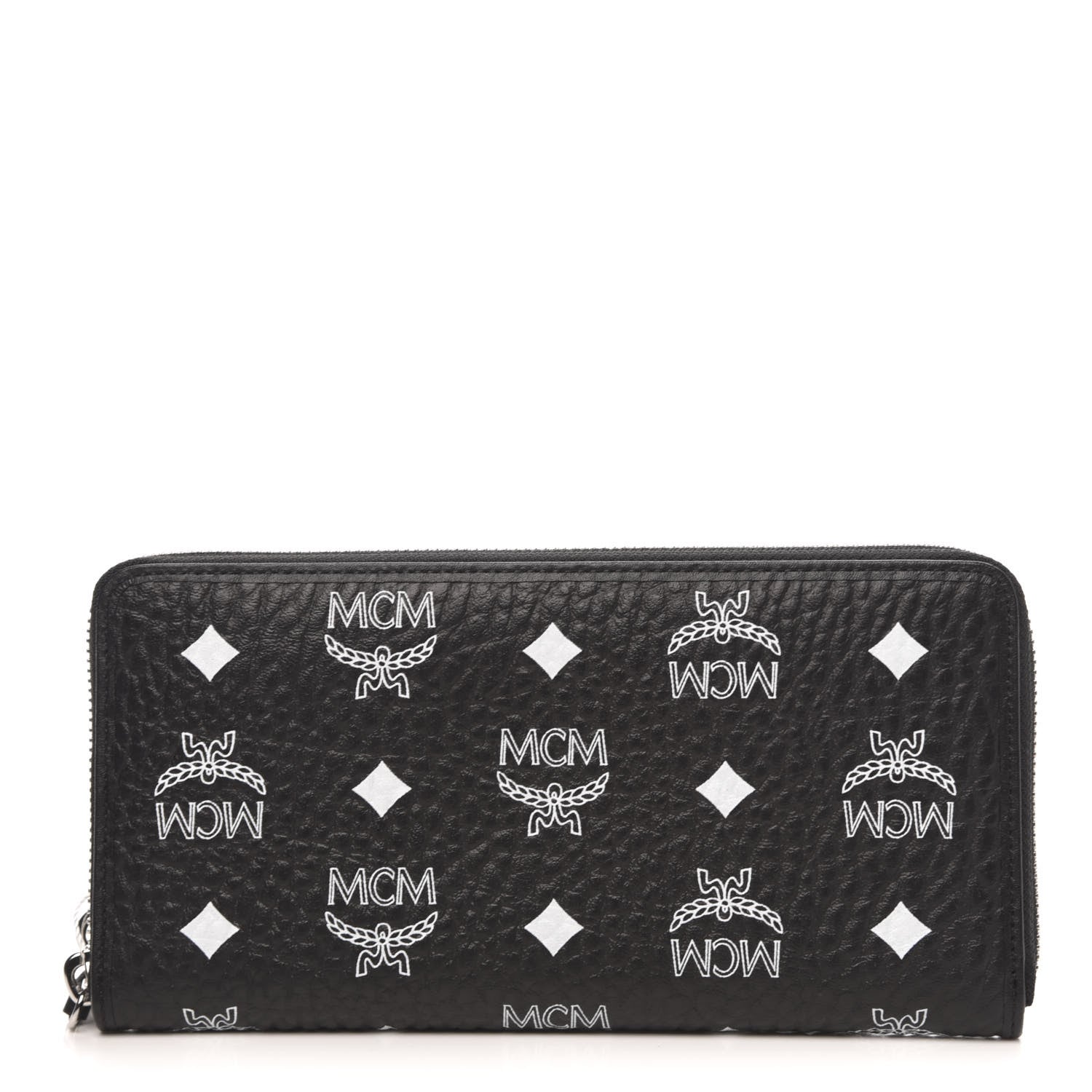 MCM Visetos Zip Around Wallet Black 1 of 9