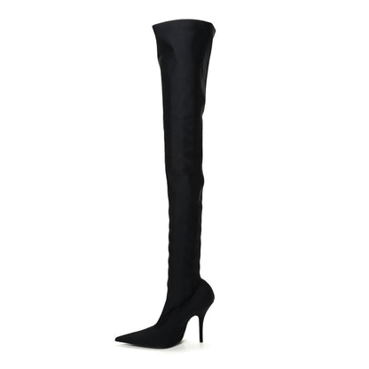 Balenciaga Spandex Pointed Toe Knife Thigh High Boots 37 Black 1 of 8