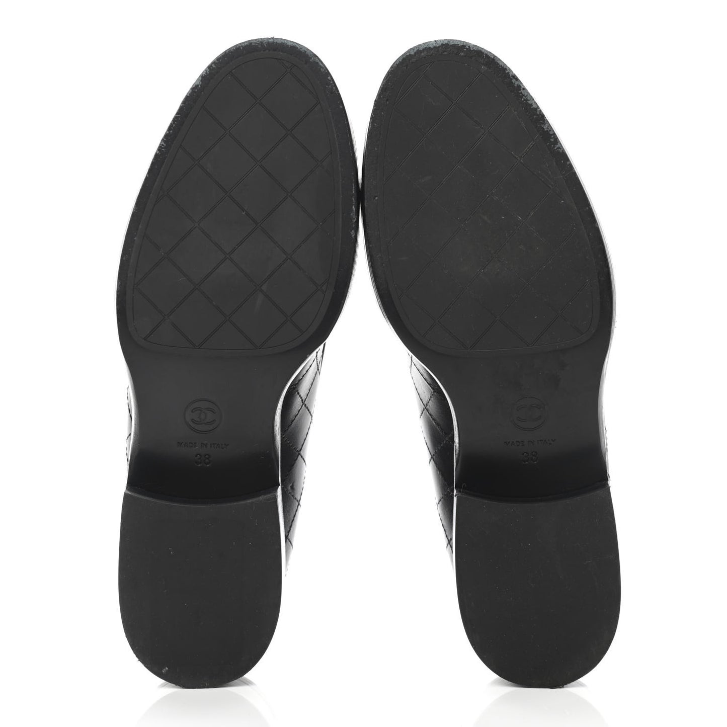 Calfskin Stitched CC Loafers 38 Black