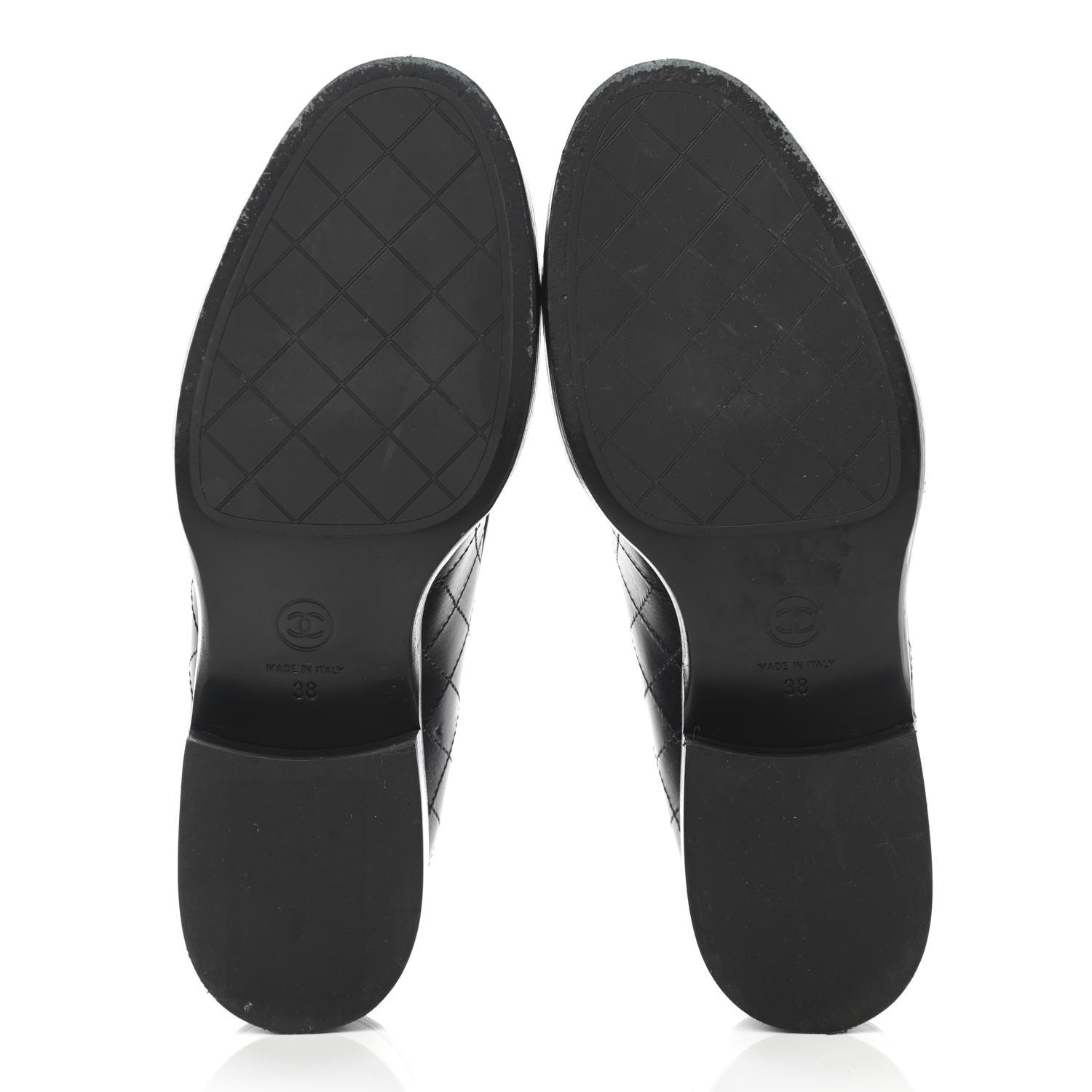 Chanel Calfskin Stitched CC Loafers 38 Black 5 of 12