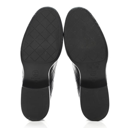 Chanel Calfskin Stitched CC Loafers 38 Black 5 of 12