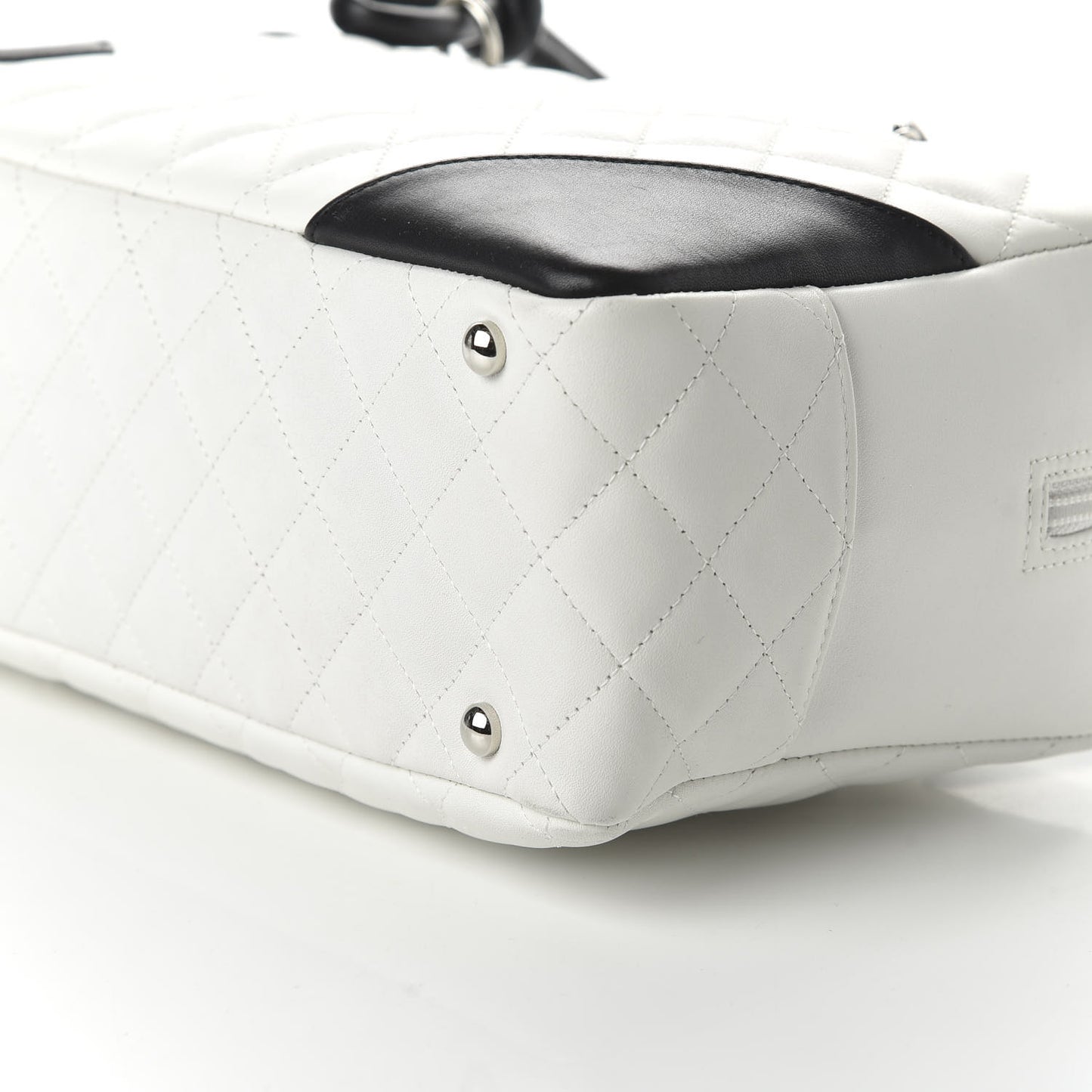 Calfskin Quilted Large Cambon Bowler White Black