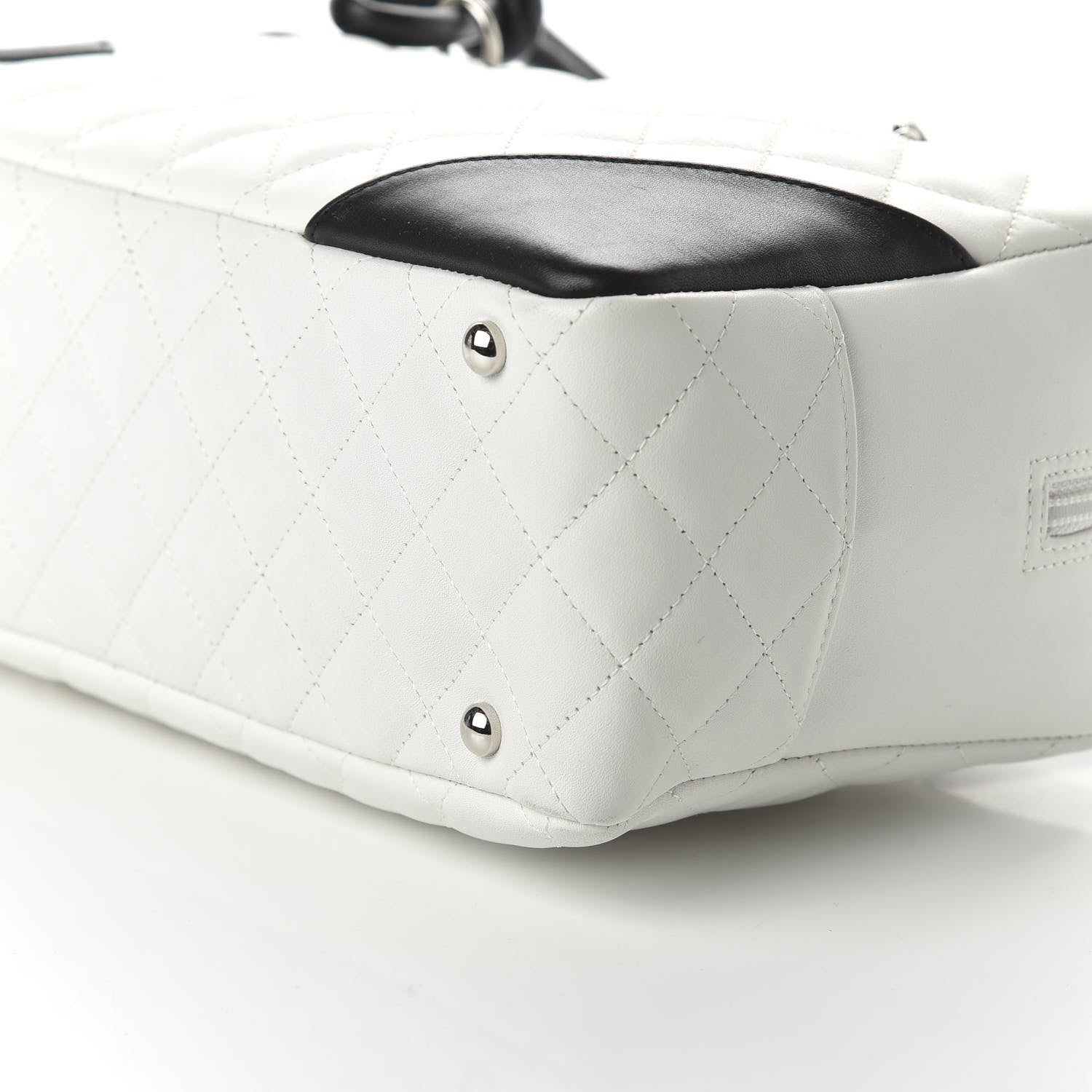 Chanel Calfskin Quilted Large Cambon Bowler White Black 7 of 11