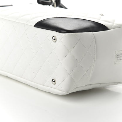Chanel Calfskin Quilted Large Cambon Bowler White Black 7 of 11