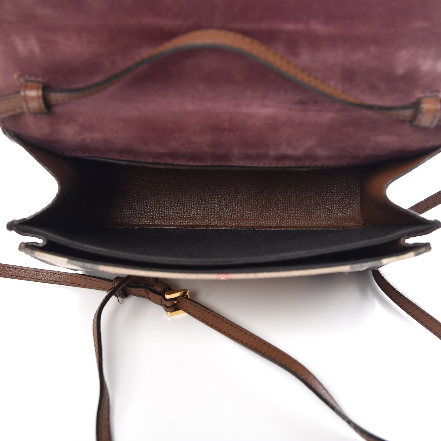 Derby Calfskin House Check Small Macken Crossbody Bag Tan