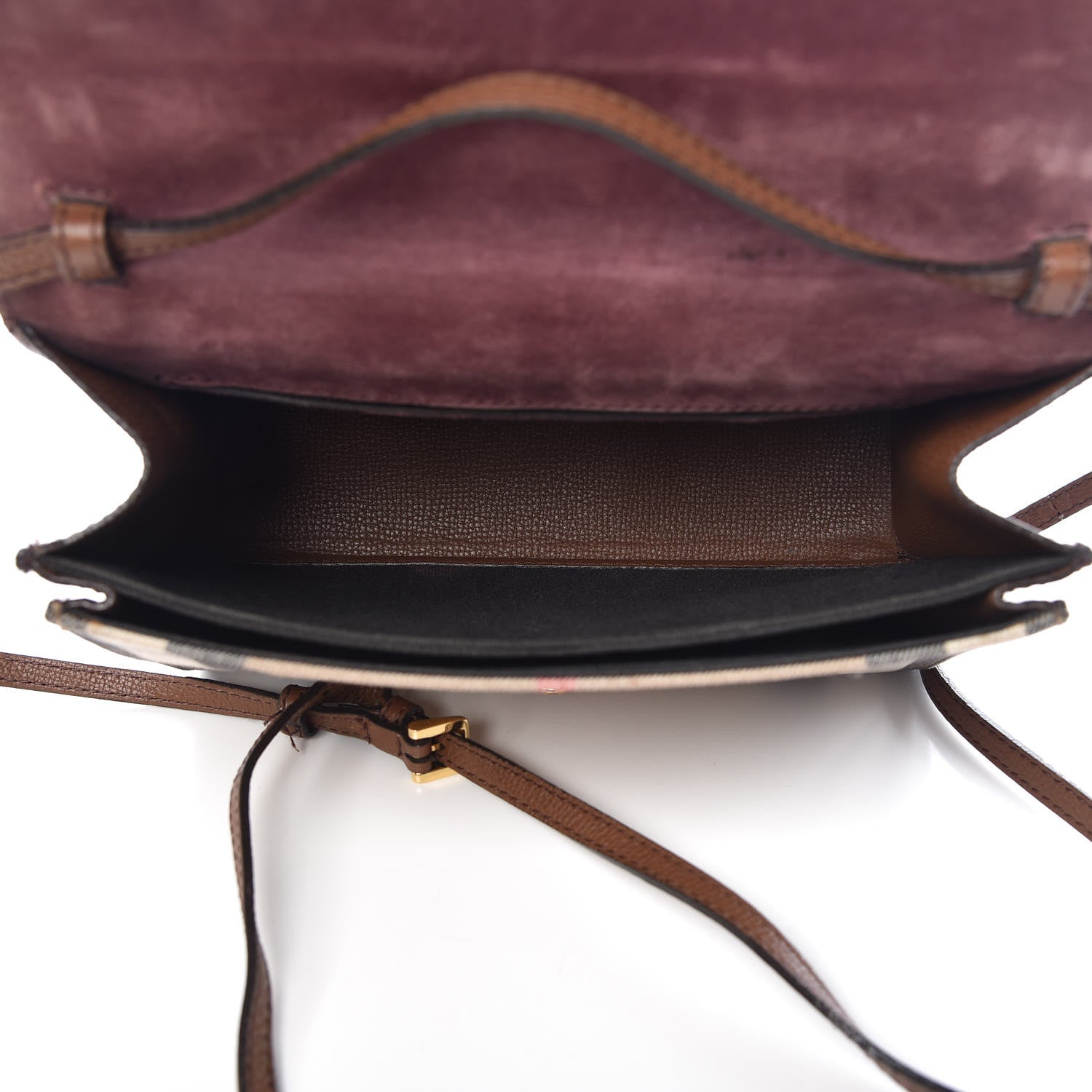 Burberry Derby Calfskin House Check Small Macken Crossbody Bag Tan 4 of 16