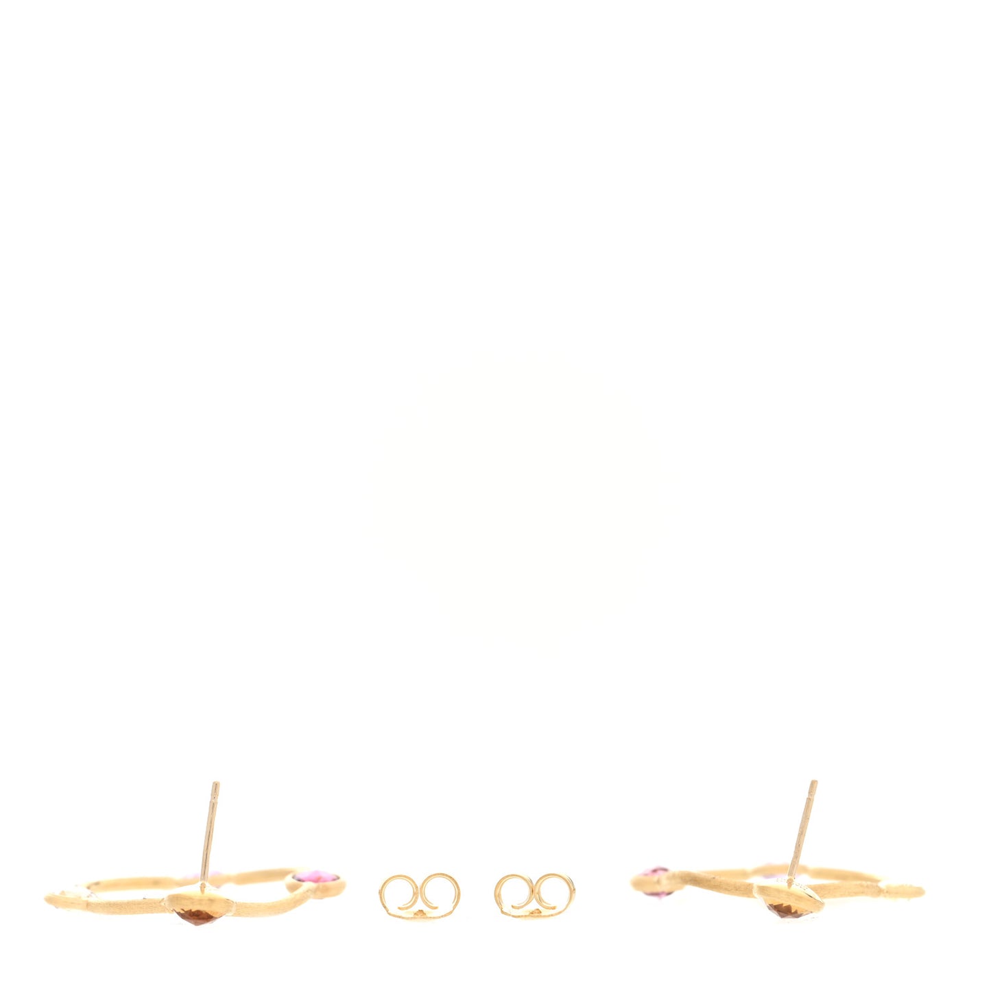 18K Yellow Gold Multi Gemstone Jaipur Circle Drop Earrings