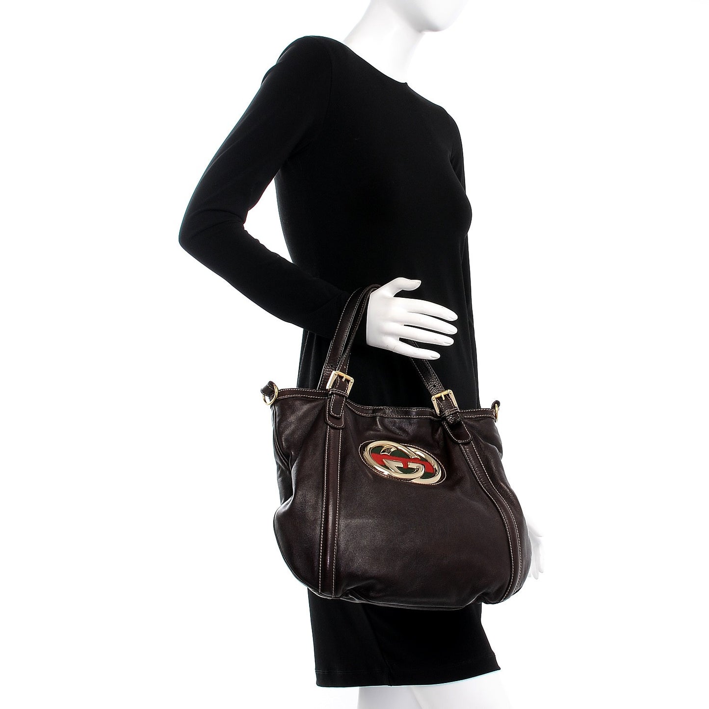 Calfskin Medium Britt Bag Dark Brown