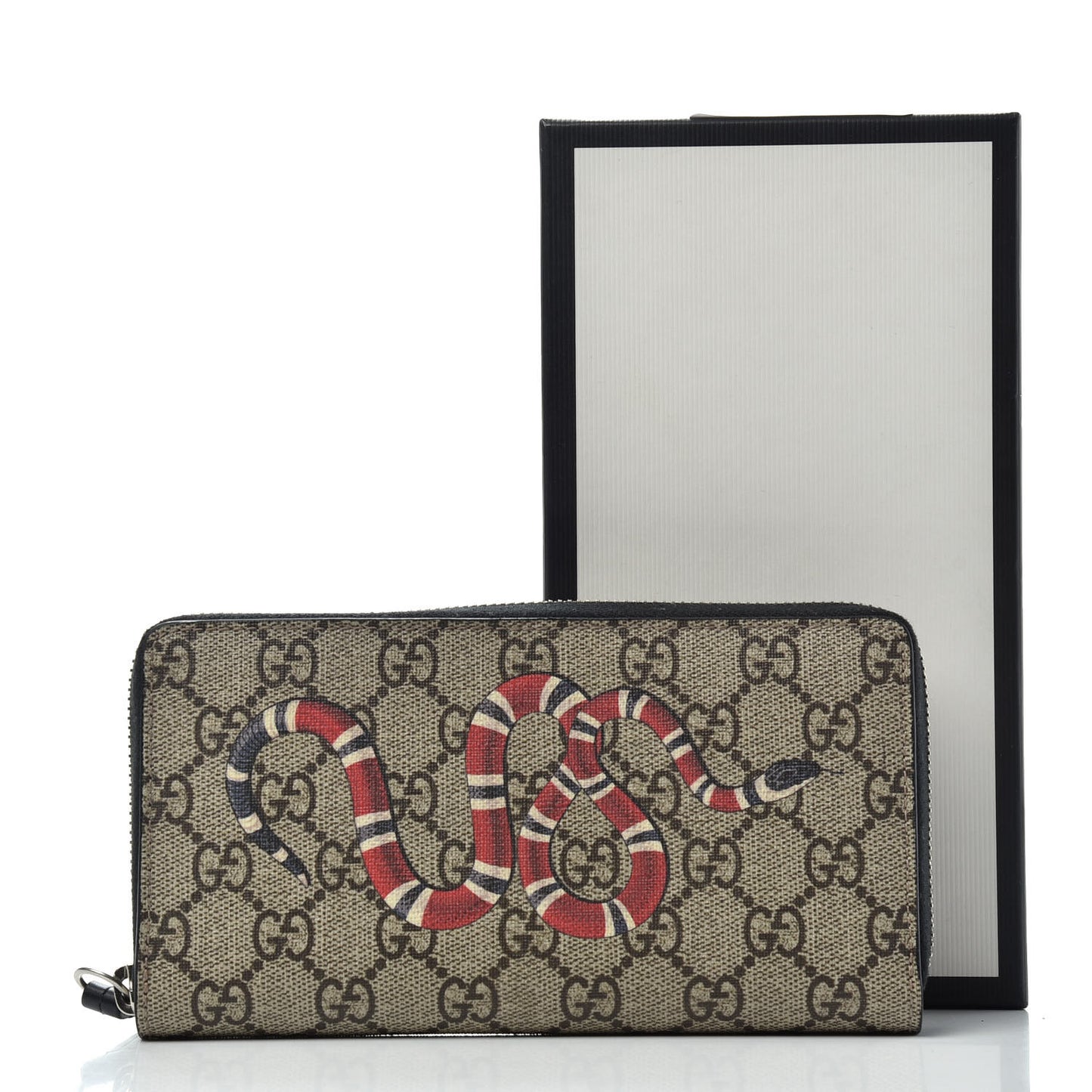 GG Supreme Monogram Kingsnake Zip Around Wallet Black