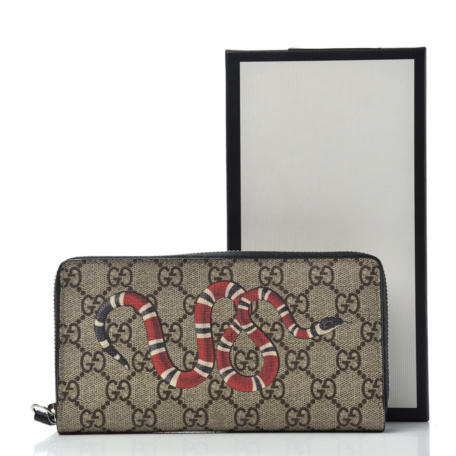 Gucci GG Supreme Monogram Kingsnake Zip Around Wallet Black 7 of 7